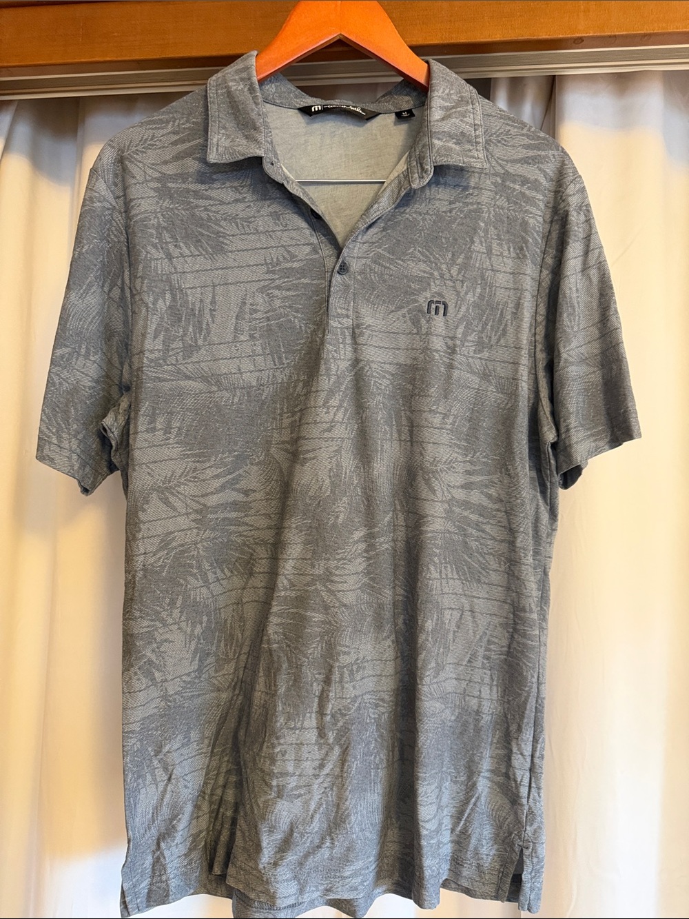 Travis Mathew Blue/Gray Tropical-Print Polo